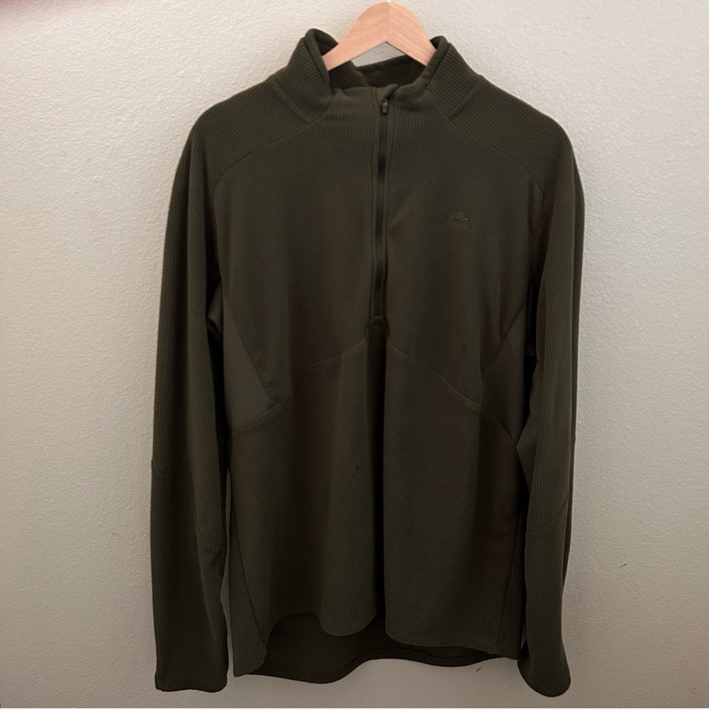 Quechua Men's 1/4 Zip Fleece Pullover Olive Green‎ - Size 2XL - Hiking Mid-Layer